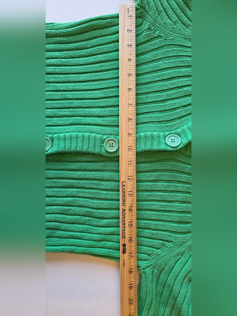 Tommy Hilfiger Women's Bright Green Ribbed Button-Up Cardigan ~ Size Medium - Picture 8 of 11